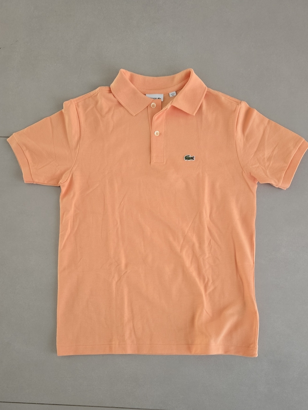 New Lacoste Kids Peach-Orange Polo Shirt With Logo Size 16